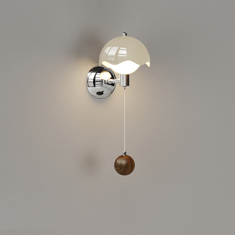 Traditional French Cream Iron Eggshell PE Globe Shade LED Wall Sconce Lamp For Living Room