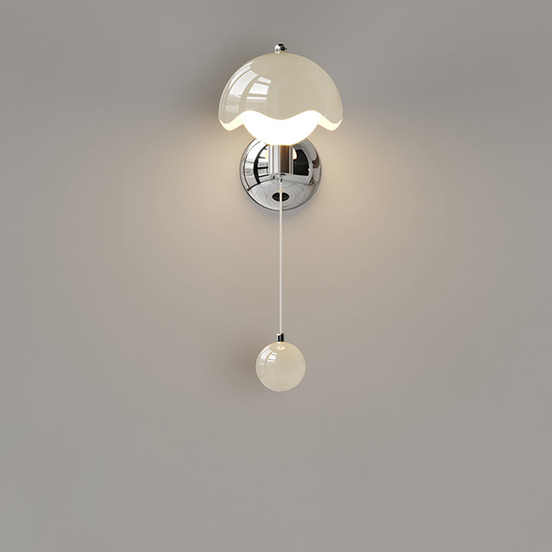 Traditional French Cream Iron Eggshell PE Globe Shade LED Wall Sconce Lamp For Living Room