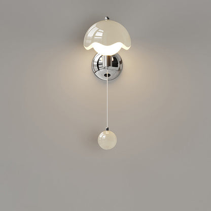 Traditional French Cream Iron Eggshell PE Globe Shade LED Wall Sconce Lamp For Living Room