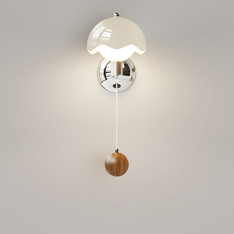 Traditional French Cream Iron Eggshell PE Globe Shade LED Wall Sconce Lamp For Living Room
