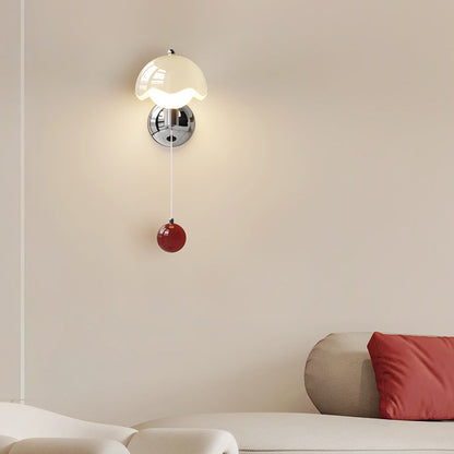 Traditional French Cream Iron Eggshell PE Globe Shade LED Wall Sconce Lamp For Living Room