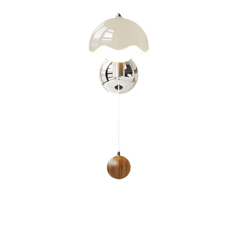 Traditional French Cream Iron Eggshell PE Globe Shade LED Wall Sconce Lamp For Living Room