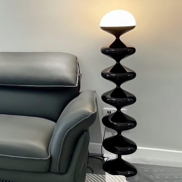 Traditional French Gourd Iron Acrylic 1-Light Standing Floor Lamp For Living Room