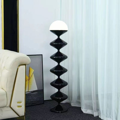 Traditional French Gourd Iron Acrylic 1-Light Standing Floor Lamp For Living Room
