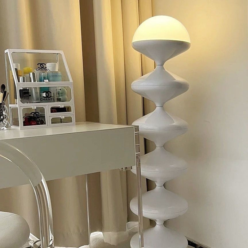 Traditional French Gourd Iron Acrylic 1-Light Standing Floor Lamp For Living Room