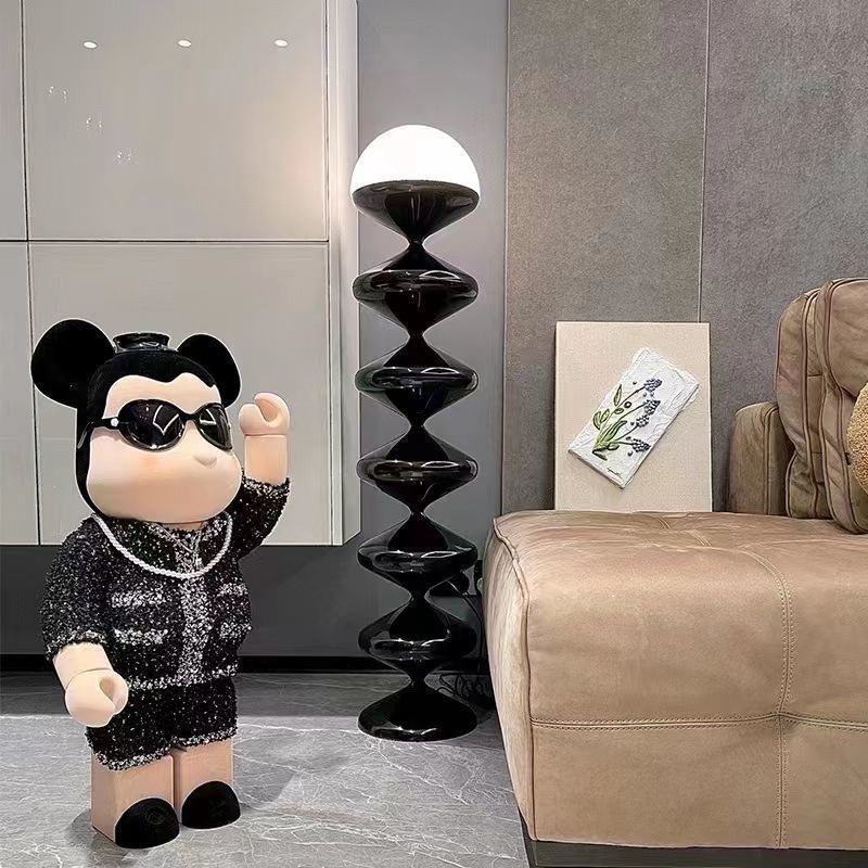 Traditional French Gourd Iron Acrylic 1-Light Standing Floor Lamp For Living Room