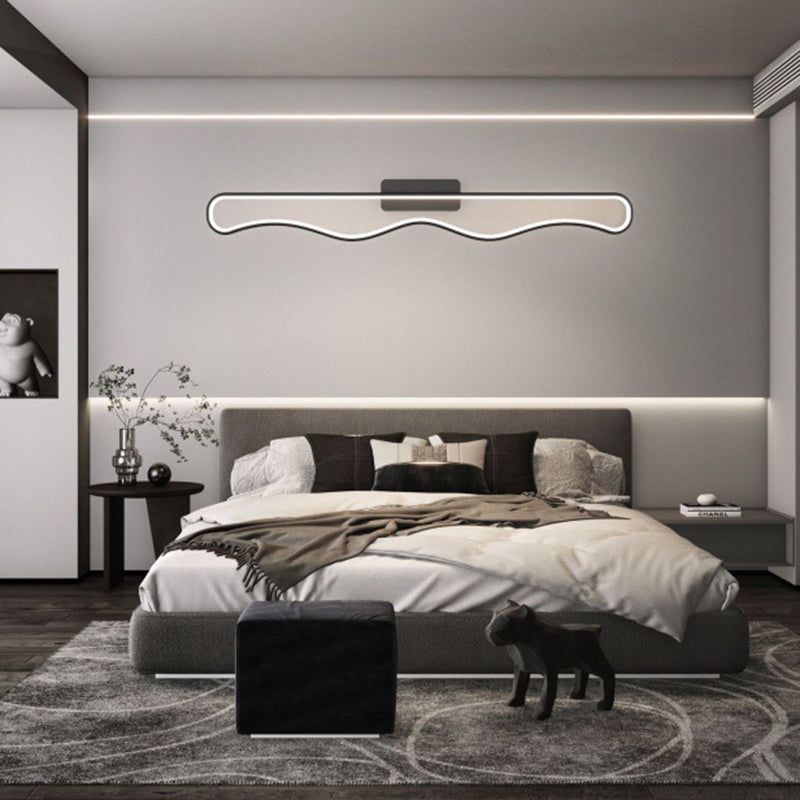 مصباح حائط LED من الأكريليك المموج المصنوع من الحديد بتصميم عصري بسيط لغرفة المعيشة 