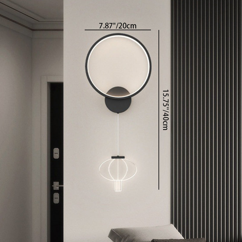 مصباح حائط LED بتصميم دائري هندسي عصري فاخر من الحديد مع فوانيس أكريليك لغرفة المعيشة 