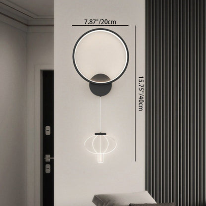 مصباح حائط LED بتصميم دائري هندسي عصري فاخر من الحديد مع فوانيس أكريليك لغرفة المعيشة 
