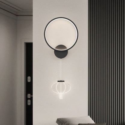 مصباح حائط LED بتصميم دائري هندسي عصري فاخر من الحديد مع فوانيس أكريليك لغرفة المعيشة 
