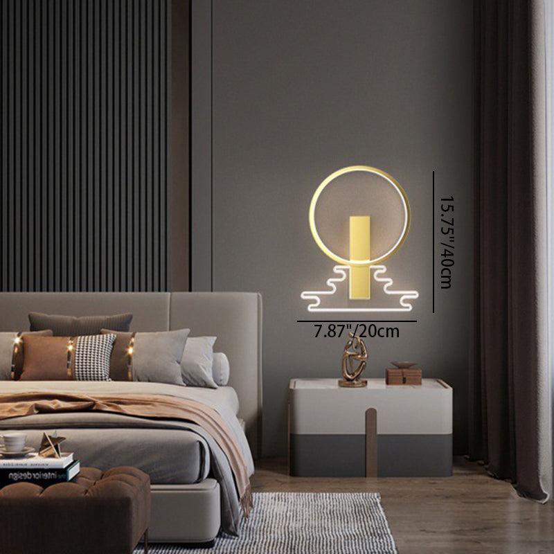 مصباح حائط LED بتصميم دائري هندسي عصري فاخر من الحديد مع فوانيس أكريليك لغرفة المعيشة 
