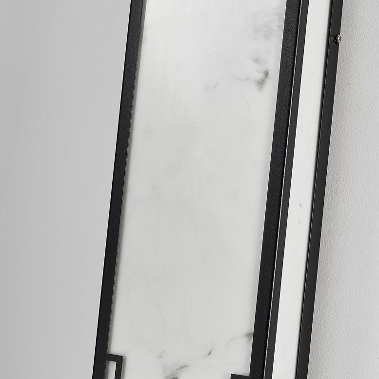 Traditional Chinese Stainless Steel Rectangular Imitation Marble Shade LED Outdoor Wall Sconce Lamp For Garden