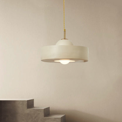 Contemporary Scandinavian Iron Resin Round 1-Light Pendant Light For Living Room