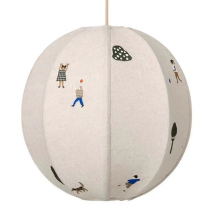 Traditional Vintage Hardware Spherical Fabric Shade 1-Light Pendant Light For Bedroom