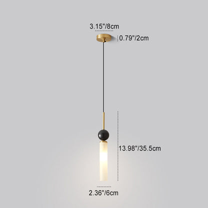 Modern Luxury Full Copper Marble Strip 1-Light Pendant Light For Living Room