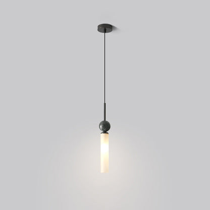 Modern Luxury Full Copper Marble Strip 1-Light Pendant Light For Living Room