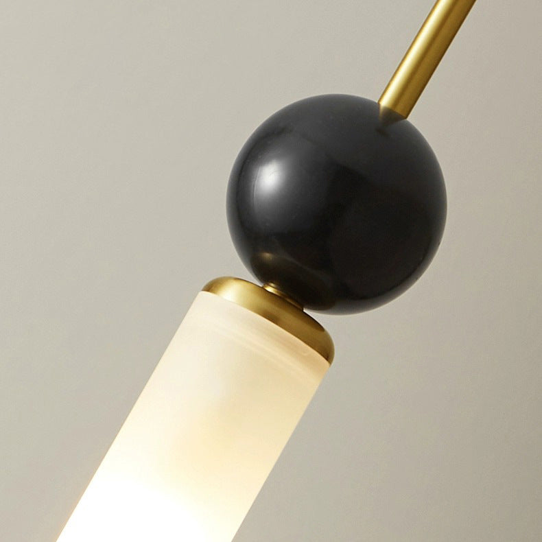 Modern Luxury Full Copper Marble Strip 1-Light Pendant Light For Living Room