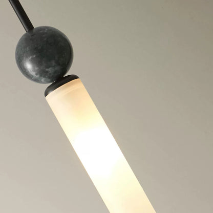 Modern Luxury Full Copper Marble Strip 1-Light Pendant Light For Living Room