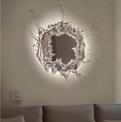 Contemporary Creative Water Splash Stainless Steel Acrylic LED Wall Sconce Lamp For Bathroom