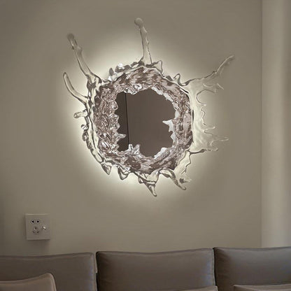 Contemporary Creative Water Splash Stainless Steel Acrylic LED Wall Sconce Lamp For Bathroom