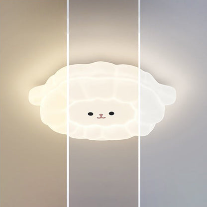 Contemporary Creative Animal Sheep PE Iron LED Flush Mount Ceiling Light For Living Room