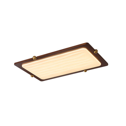 Contemporary Retro Solid Wood Acrylic Rectangle LED Flush Mount Ceiling Light For Living Room