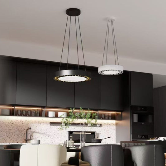 Contemporary Nordic Aluminum Acrylic Round LED Pendant Light For Living Room