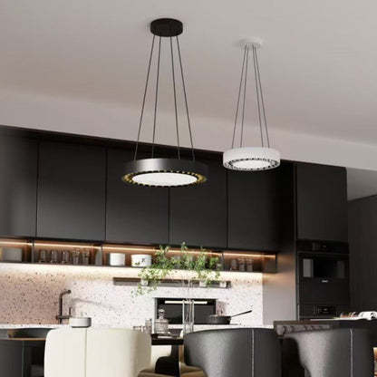 Contemporary Nordic Aluminum Acrylic Round LED Pendant Light For Living Room