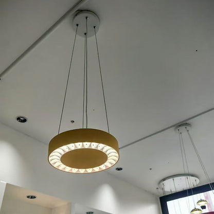 Contemporary Nordic Aluminum Acrylic Round LED Pendant Light For Living Room