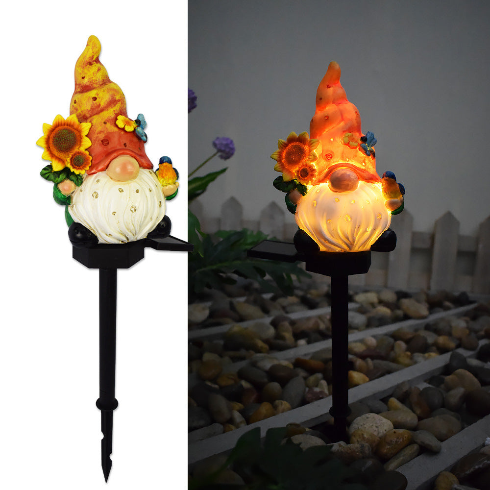 Contemporary Creative Cartoon Resin Dwarf Elf Solar LED Decoration Ground Insert Landscape Light For Garden