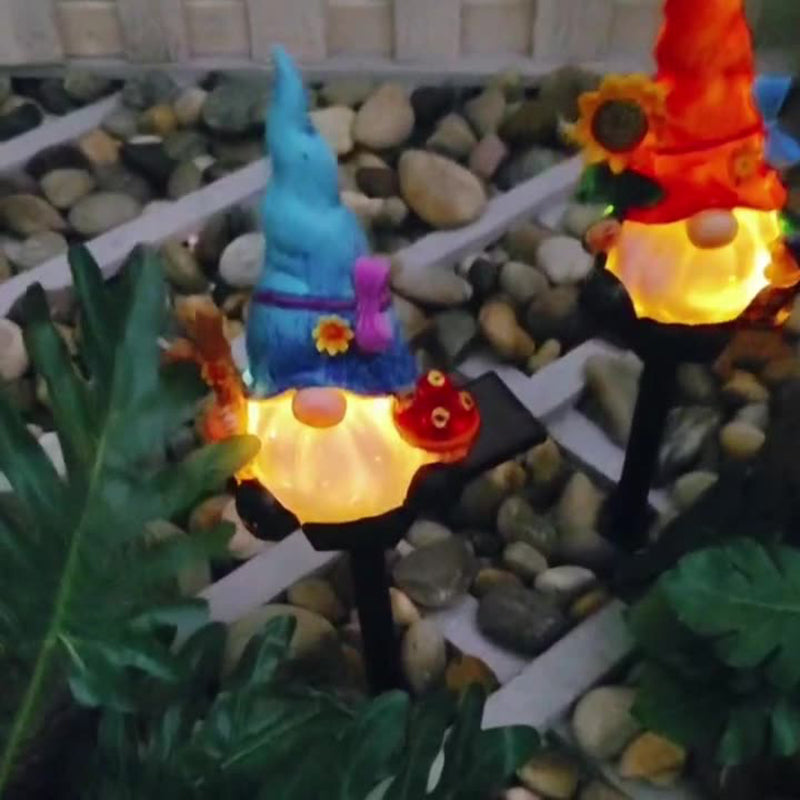 Contemporary Creative Cartoon Resin Dwarf Elf Solar LED Decoration Ground Insert Landscape Light For Garden