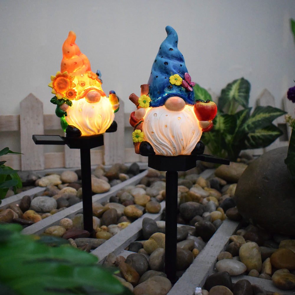 Contemporary Creative Cartoon Resin Dwarf Elf Solar LED Decoration Ground Insert Landscape Light For Garden