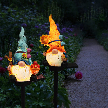 Contemporary Creative Cartoon Resin Dwarf Elf Solar LED Decoration Ground Insert Landscape Light For Garden