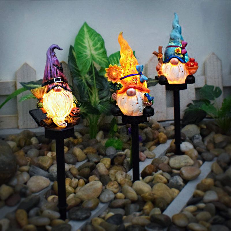 Contemporary Creative Cartoon Resin Dwarf Elf Solar LED Decoration Ground Insert Landscape Light For Garden