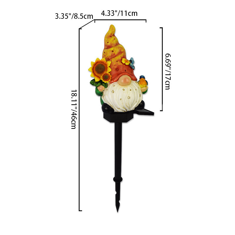 Contemporary Creative Cartoon Resin Dwarf Elf Solar LED Decoration Ground Insert Landscape Light For Garden