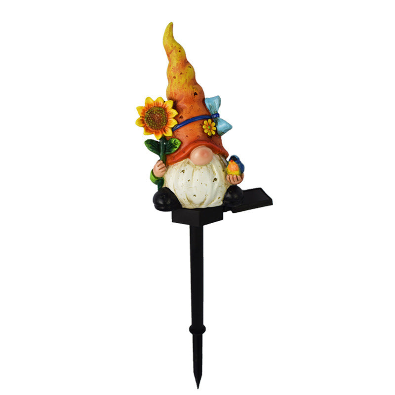 Contemporary Creative Cartoon Resin Dwarf Elf Solar LED Decoration Ground Insert Landscape Light For Garden