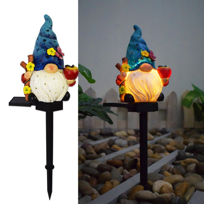 Contemporary Creative Cartoon Resin Dwarf Elf Solar LED Decoration Ground Insert Landscape Light For Garden
