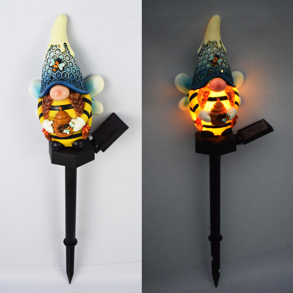 Contemporary Creative Cartoon Resin Dwarf Elf Solar LED Decoration Ground Insert Landscape Light For Garden