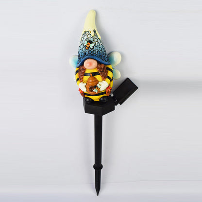 Contemporary Creative Cartoon Resin Dwarf Elf Solar LED Decoration Ground Insert Landscape Light For Garden