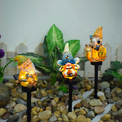 Contemporary Creative Cartoon Resin Dwarf Elf Solar LED Decoration Ground Insert Landscape Light For Garden