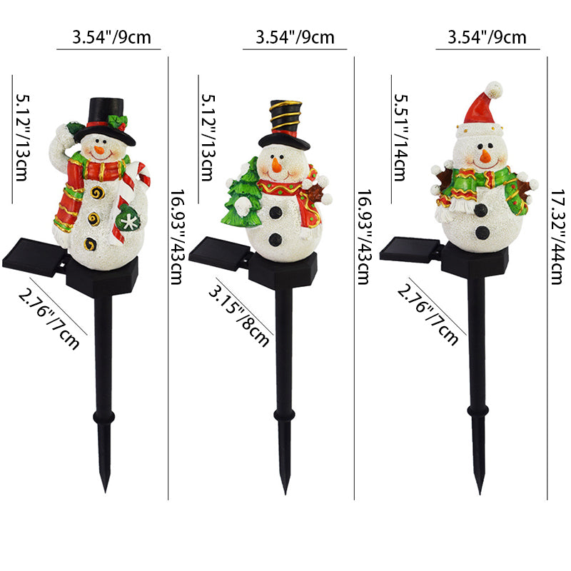 Contemporary Creative Christmas Resin Snowman LED Solar Decoration Ground Insert Landscape Light For Garden
