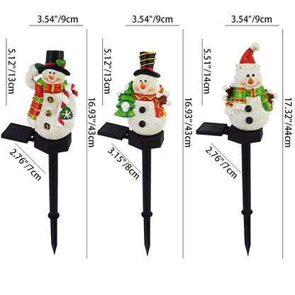 Contemporary Creative Christmas Resin Snowman LED Solar Decoration Ground Insert Landscape Light For Garden