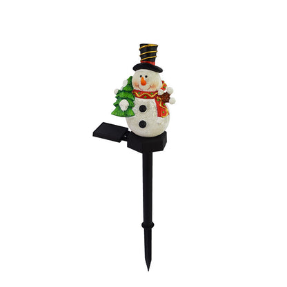 Contemporary Creative Christmas Resin Snowman LED Solar Decoration Ground Insert Landscape Light For Garden