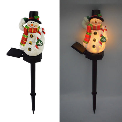 Contemporary Creative Christmas Resin Snowman LED Solar Decoration Ground Insert Landscape Light For Garden