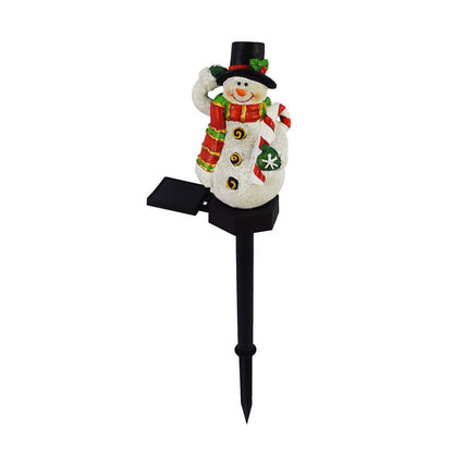 Contemporary Creative Christmas Resin Snowman LED Solar Decoration Ground Insert Landscape Light For Garden