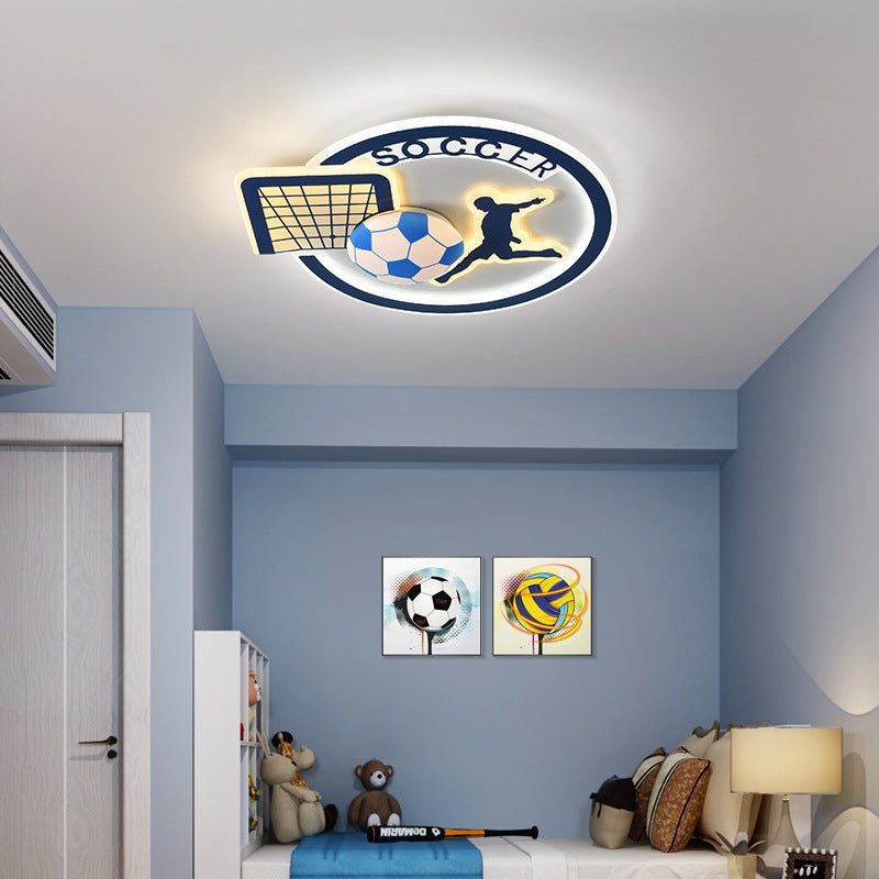 Contemporary Nordic Football Iron Acrylic Round LED Flush Mount Ceiling Light For Living Room