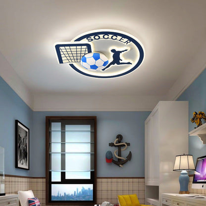 Contemporary Nordic Football Iron Acrylic Round LED Flush Mount Ceiling Light For Living Room
