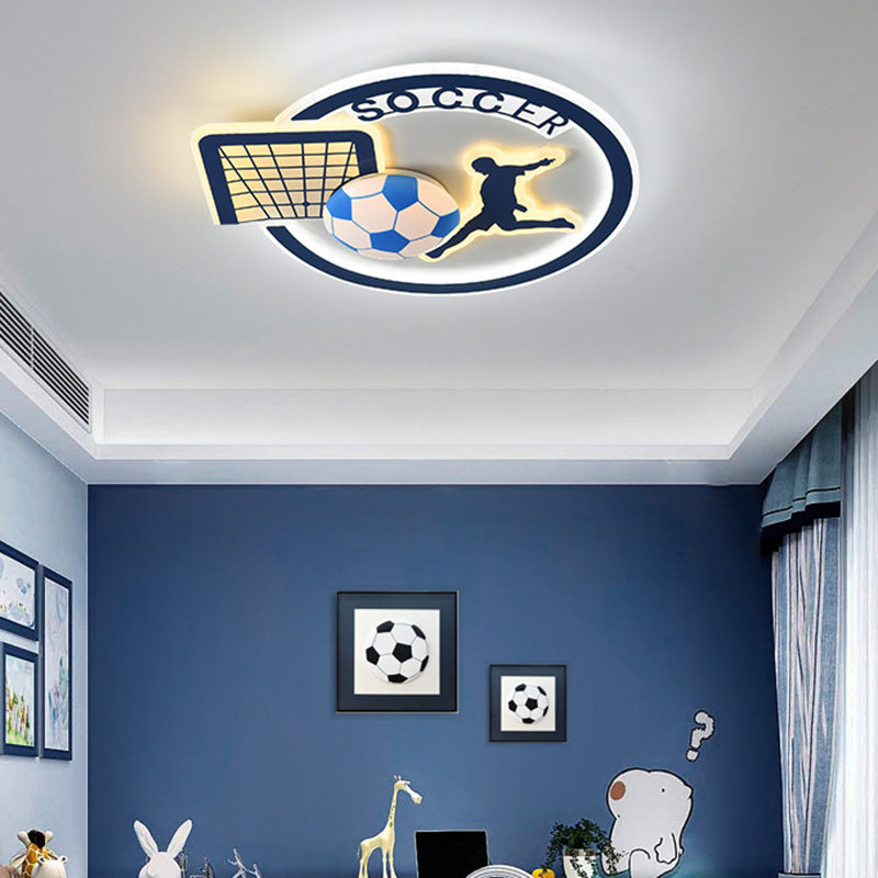 Contemporary Nordic Football Iron Acrylic Round LED Flush Mount Ceiling Light For Living Room