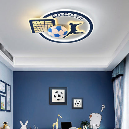 Contemporary Nordic Football Iron Acrylic Round LED Flush Mount Ceiling Light For Living Room