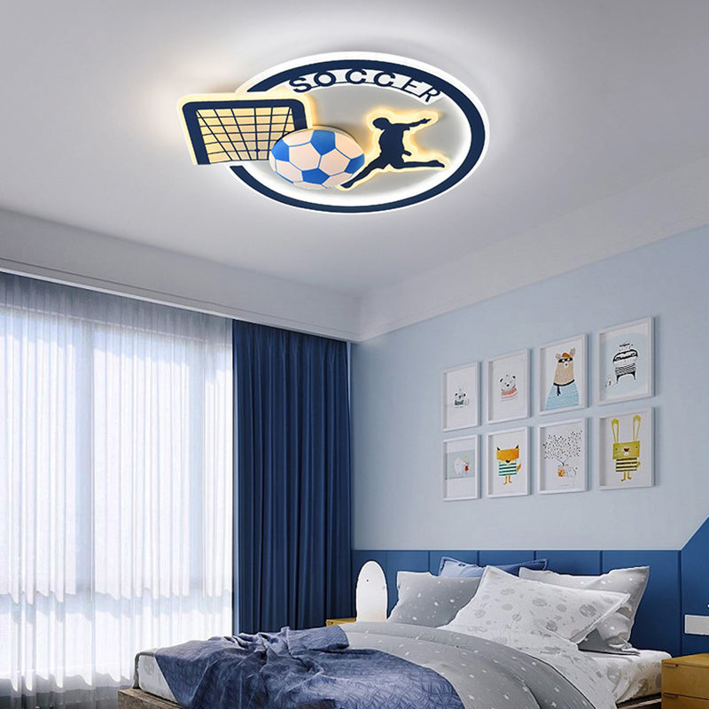 Contemporary Nordic Football Iron Acrylic Round LED Flush Mount Ceiling Light For Living Room